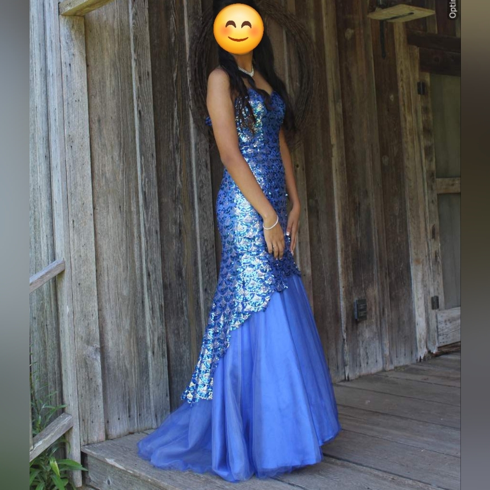 Stunning Blue Satin Prom Dress